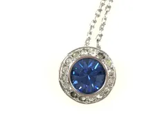 スワロフスキー　SWAROVSKI　ラインストーン　ブルークリスタル　ネックレス　ブルー×シルバーカラー　送料無料