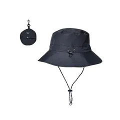 【新品】 [DALO] パッカブル サファリハット 防水 帽子 軽量 折りたたみ 高機能 携帯しやすい コンパクト収納 男女兼用 アウトドア ハット (ブラック)