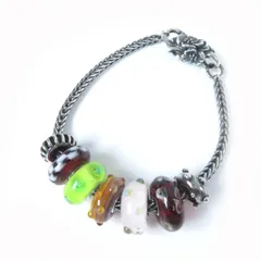 美品☆Trollbeads  トロールビーズ クラスプ・ビーズチャーム7個セット ブレスレット SV925 シルバー マルチカラー 重量25g レディース