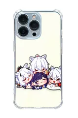 iPhone 対応 四隅耐衝撃 クリアスマートフォンケース ホワイト キャラクターイラストプリント アニメ風デザイン 日常使