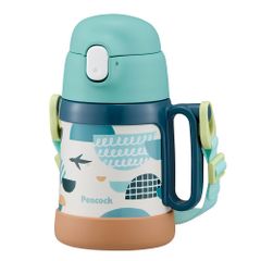 ☆ ウミ ☆ Peacock ストロー＆コップ 2WAYボトル Peacock ピーコック ボトル 2WAY 水筒 子供用水筒 子ども用水筒 カップ ストロー コップ 子ども用 子供用 ストロー付き 子ども こども 子供 ワンタッチ 開けやすい 水分補給