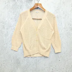 GLOBAL WORK グローバルワーク ニット カーディガン 羽織 透かし編み アイボリー Mサイズ ◎_〇□