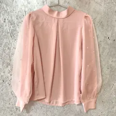 me+em select ミームセレクト パール オーガンジー タック シフォン ブラウス ピンク Fサイズ 〇□☆