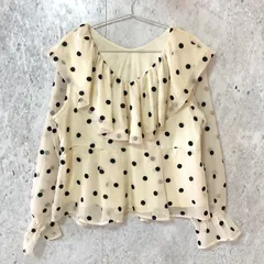 prose verse プロズヴェール バルーン フリル 襟 シアー ドット ペプラム ブラウス アイボリー Lサイズ 〇□☆