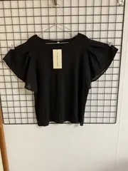 HK WORKS LONDON  エイチケーワークスロンドン　ブラックTシャツ　袖レース　フリル付き　LLサイズ　タグ付きのサムネイル
