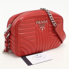 プラダPRADA スペクトラムナッパレザーチェーン ショルダーバッグ 赤 