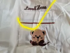 クマ刺繍 アイボリ色 パジャマ トップス