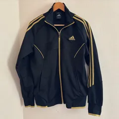(^w^)b アディダス　adidas  トラックジャケット　ジャージ　ブラック　ゴールド　長袖　トップス　カジュアル　スポーティ　Mサイズ　メンズ　OM11857ON