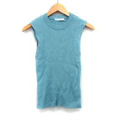 アントマリーズ Aunt Marie's リブ ニット ノースリーブ シンプル 丸首 F グレーブルー 青 /HT10