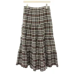 ロージーモンスター RosyMonster スカート ロング ティアード フレア フリル チェック柄 イージー ウエストゴム F 黒 ブラック 茶 ブラウン RMMS-0119A /YT