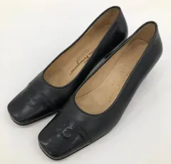 【Salvatore Ferragamo】サルヴァトーレフェラガモ レザーパンプス パンプス ガンチーニモチーフ レザー レディース イタリア製 ブラック 黒色 ロゴ入り スクエアトゥ US6 23.5cm フォーマルパンプス エレガント DL00284