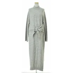 【Nanushka】ベルト付き ウールアルパカ混 モックネック ニットマキシ長袖ワンピースのサムネイル