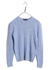 【お得なクーポン配布中!】 90s ラルフローレン コットン ケーブル ニット セーター レディース S 古着 オールド ポロ 長袖ニット ワンポイント クルーネック シンプル