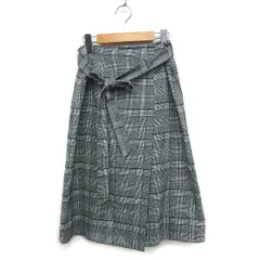 ジェイプレス J.PRESS チェック トラペーズスカート ロング フロントクロス 9 グレー 灰 /FT40