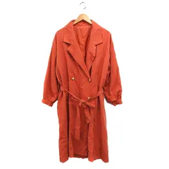 ネンネストア nemne store ダブル チェスターコート アウター ロング丈 リボン 無地 F オレンジ /FT7