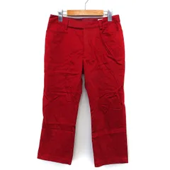 エムケー ミッシェルクラン MK MICHEL KLEIN クロップド パンツ テーパード 無地 シンプル コットン 綿 40 ワインレッド 赤 /HT29