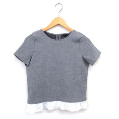 ザラ トラファルック ZARA Trafaluc ブラウス フリル シワ加工 クルーネック バックジップ 半袖 S グレー /NT29