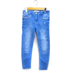 ザラ トラファルック ZARA Trafaluc デニム ジーンズ スリム ダメージ加工 ローライズ コットン 綿 36 青 ブルー /NT22