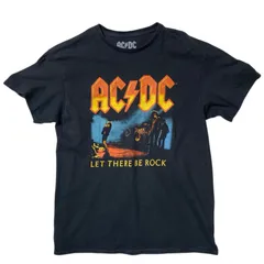 AC/DC オーストラリア 伝説的 ロックバンド ロック魂 稲妻ロゴ アルバム ジャケット グラフィック プリント ヴィンテージ風 L ブラック 黒 Tシャツ レディース ユニセックス メンズ 古着 半袖 CHM