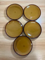 お皿　皿　食器　昭和レトロ　レトロ　オシャレ　おしゃれ　ブラウン　茶色　5枚セット