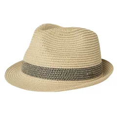 【新品】 [SIGGI] 帽子ストローハット 日よけ帽子 麦わら帽子 紫外線対策 uvカット 折りたたみ アウトドア 自転車 春夏 日焼け防止 熱中症予防 メンズ 58-60cm ベージュ（ブラックサイド）