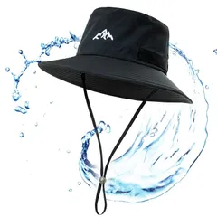 【新品】 [TOP-EX] サファリハット メンズ 撥水 アドベンチャーハット 折りたたみ ブーニーハット 紫外線対策 フィッシングハット ミリタリーハット 日よけ帽子 首 日除け付き 帽子 取り外す あご紐 （ブラック Lサイズ）