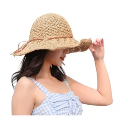 【新品】 [fieldlabo] 麦わら帽子 つばひろ 折りたたみ レディース UVカット リゾート ビーチ 旅行 日焼け防止 (ウエーブ コーヒーブラウン)