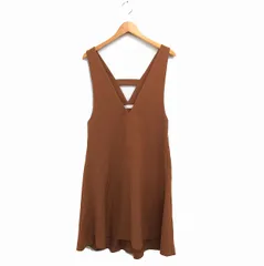 ディスコート Discoat ジャンパースカート ワンピース ロング丈 ノースリーブ 無地 シンプル M ブラウン 茶 /FT16