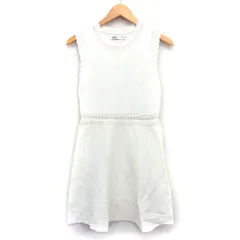 ザラ ZARA ニット ワンピース フレア ミニ 膝上 ノースリーブ 柄編み レース シンプル 丸首 S アイボリー 白 /HT30