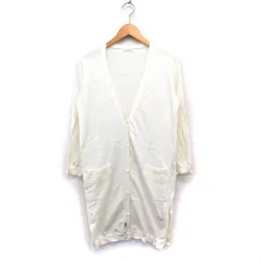 アー・ヴェ・ヴェスタンダード ミッシェルクラン a.v.v standard ニット ロング カーディガン Vネック 無地 コットン 綿 M アイボリー 白 /FT10