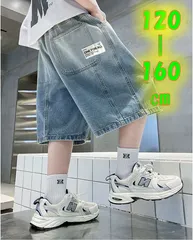 キッズ ハーフパンツ 120～160㎝ 大きなポケット デニム ゆったり ジーンズ  韓国 子供服　こども服　子ども　男の子 男児　ダンス　ボーイズ　 可愛い　おしゃれ　公園遊び ショートパンツ　半ズボン ボトムス