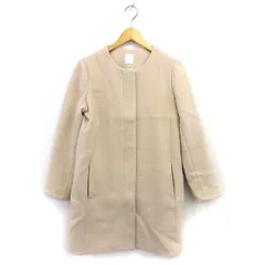 テチチ Te chichi ノーカラー コート アウター ミドル 起毛 ウール混 比翼仕立て スリット M ベージュ /NT5