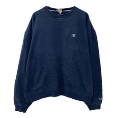 メキシコ製 Champion ロゴスウェット トレーナー XL ネイビー チャンピオン プルオーバー ワンポイント刺繍 前Vガゼット 春秋 a804-5316