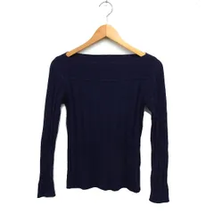 アー・ヴェ･ヴェ ミッシェルクラン a.v.v スラッシュドネック ニット セーター 長袖 リブ 無地 ウール混 38 ネイビー 紺 /FT27
