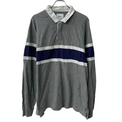 OLD NAVY 長袖 ラガーシャツ 2XL グレー ネイビー オールドネイビー ハーフボタン ボーダー ラガー ラグビー 春秋物 a804-5349のサムネイル