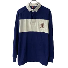 CHAPS 長袖 ラガーシャツ L ネイビー ホワイト チャップス ハーフボタン ボーダー コットン ラガー ラグビー トップス 春秋物 a804-5350