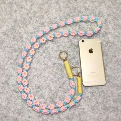 スマホショルダー　スマホストラップ　マクラメ　ハンドメイド携帯ショルダーストラップ