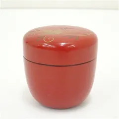 朱漆塗松唐草蒔絵中棗  茶道 茶道具 おしゃれ 茶器 なつめ 茶入 薄茶器 薄茶 薄器 お茶 茶 抹茶 抹茶入れ 容器 骨董