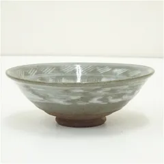 光山造　三島手平茶碗  茶道 抹茶 おしゃれ 抹茶茶碗 抹茶碗 和食器 レトロ 茶器 骨董 茶わん 茶会 茶の湯 夏 5月 春