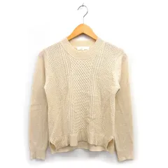 グローブ grove ニット セーター リブ ケーブル編み ロングテール スリット クルーネック 長袖 M ベージュ /NT30