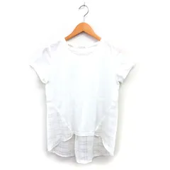 ページボーイ PAGE BOY alicia カットソー Tシャツ ロングテール シフォン 切替 ボートネック チェック 半袖 F 白 ホワイト /NT3