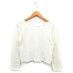 アルシーヴ archives ニット カットソー リブ クロップド フリル ボートネック 長袖 M オフホワイト /NT24