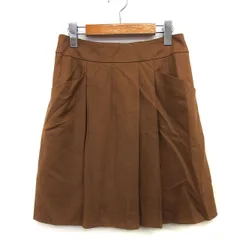ルーニィ LOUNIE フレア スカート ミニ 膝上 無地 シンプル タック ウール 毛 36 ライトブラウン 茶 /HT29