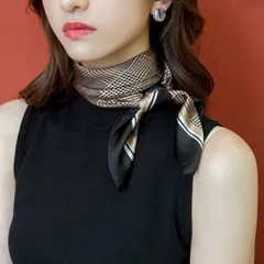 スカーフ 大判スカーフ バッグスカーフ チェック柄 上品 ブラウン シック おしゃれ