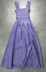 REDYAZEL レディアゼル シャーリング ギンガムチェック ワンピース M パープル 20022315300168 ロングワンピース カットアウト サイドオープン 肌見せ ヘルシー リボン フレア 春夏 定価12980円 美品