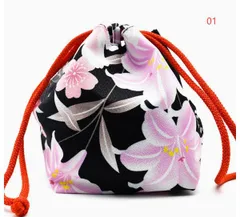 着物風生地 和風巾着 小物収納袋 ハンドバッグ 手提げポーチ おしゃれ