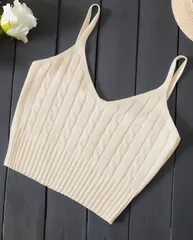 【アプリコット】リブニット キャミソール ショート丈 リブ編み ビスチェ レディース 夏トップス 韓国ファッション タイト タンクトップ フィット 無地 インナー 重ね着