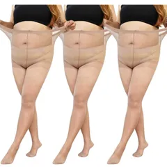 肌色 パンティーストッキング 同色3足組 まとめ売り パンスト タイツ 5l レディース 4l メンズ 男女兼用 プラスサイズ ゆったり 大きいサイズ 妊婦 L～4XL 【mistero】ベージュ３足セット ベージュ3足