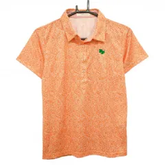 【超美品】フェアリーパウダー 半袖ポロシャツ オレンジ×白 総柄 胸ロゴ刺しゅう レディース 3(L) ゴルフウェア FAIRY POWDERのサムネイル
