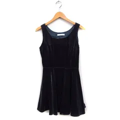 アロー a.r.w ベロア フレア ワンピース ミニ ノースリーブ 無地 光沢 M チャコール /FT47